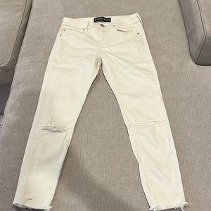Express cream riper ankle jeggings